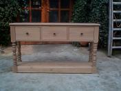 Console sur mesure, en chêne, 3 tiroirs