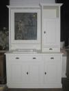 Meuble lavabo en pin, sur mesure, 1 miroir, 1 niche, 4 portes, 3 tiroirs