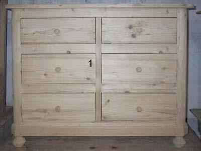 Commode en pin, 6 tiroirs, sur mesure