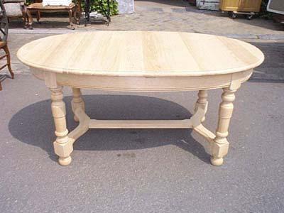 Table ovale Louis-Philippe, en chêne, sur mesure, avec ou sans rallonges, pieds reliés