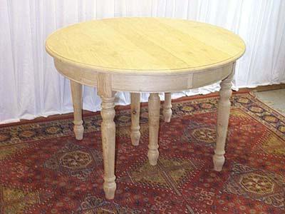Table ronde Louis-Philippe, en chêne, avec ou sans rallonges, diamètre: 90, 100, 110, 120, 130, 140, 150 cm